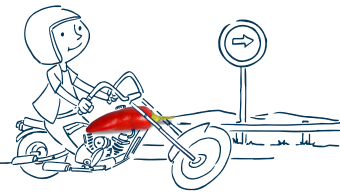 Cartoon of a man riding a motorbike made from a chili | Featured Image for Thirty-Something Page by Approved Finance.