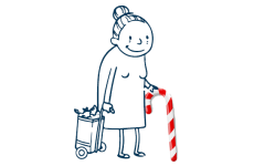 Cartoon of an elderly lady with a candy cane walking stick | Featured Image for Financial Planning Page by Approved Finance.